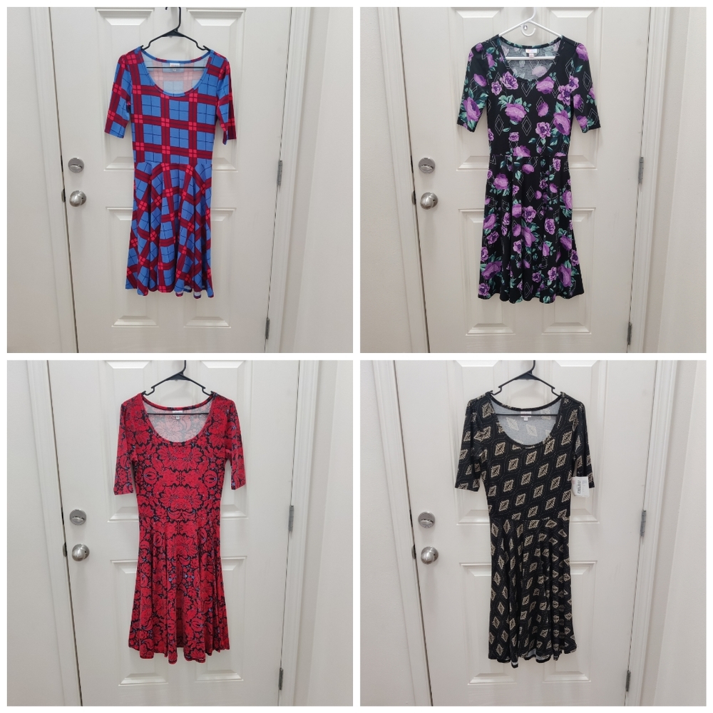 Set of 4 LuLaRoe Nicole Dresses size Small